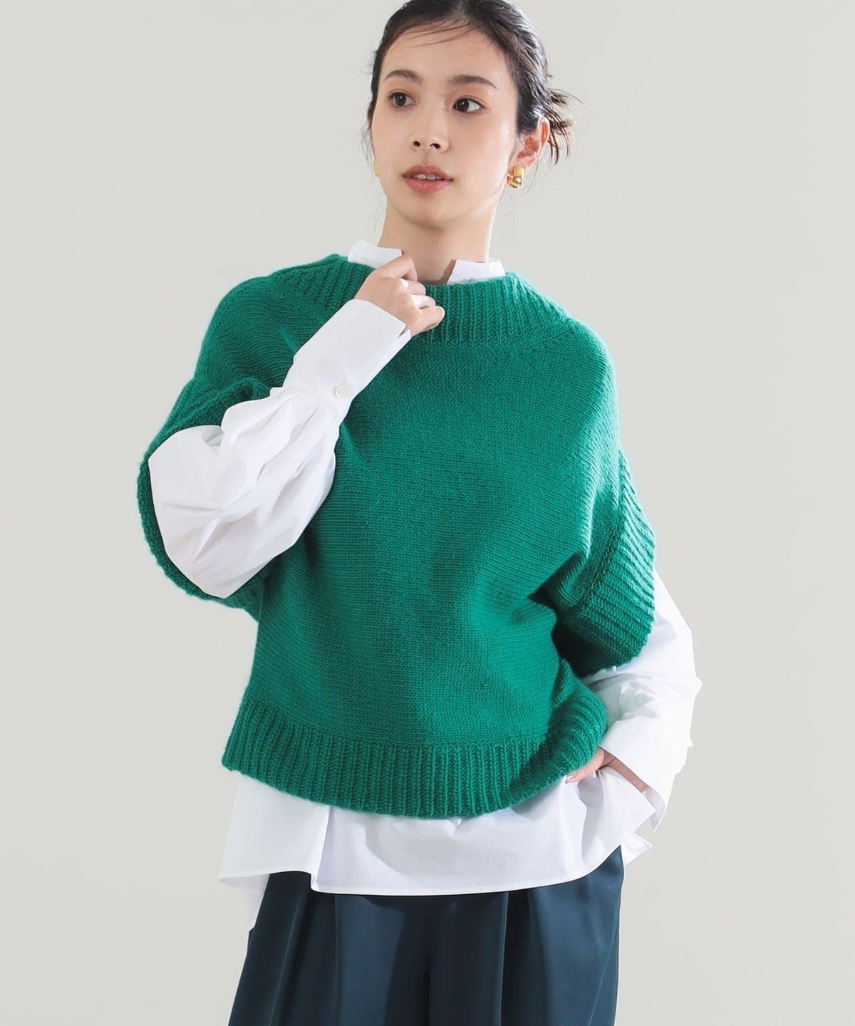 AK+1 エーケーワン / ポンチョ ニット プルオーバー トップス WOMEN GREEN ONE SIZE AK+1 エーケーワン / ポンチョ ニット プルオーバー トップス WOMEN GREEN ONE SIZE
