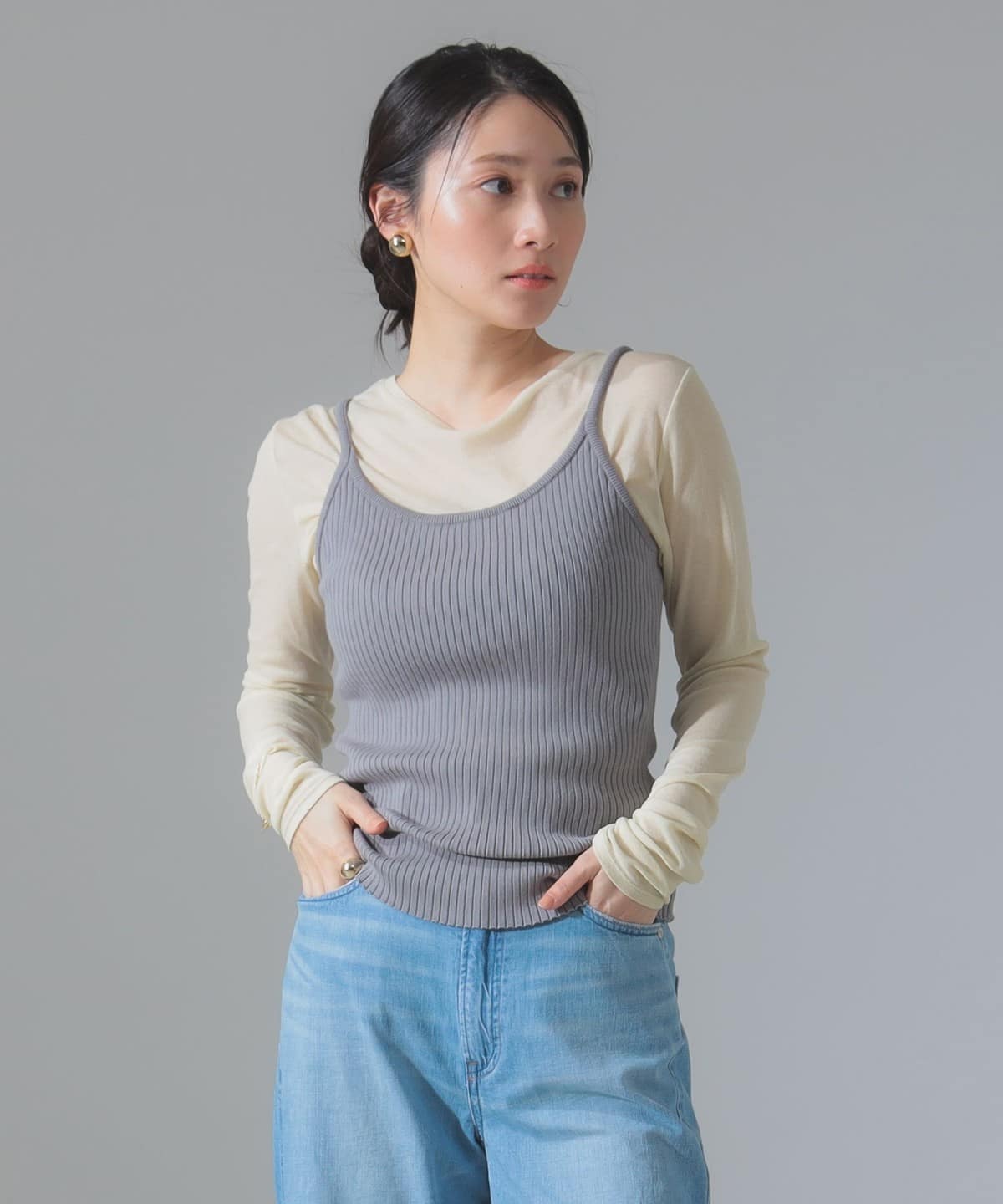 Demi-Luxe BEAMS Demi-Luxe BEAMS / Ribbed Sleeveless Knit Top