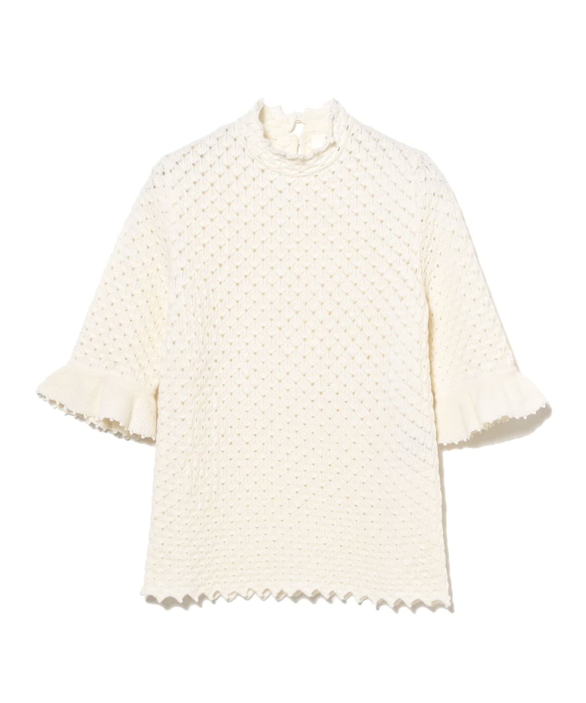 Chloe / メッシュ モックネック ハーフスリーブ ニット トップス WOMEN ICONIC MILK S Chloe / メッシュ モックネック ハーフスリーブ ニット トップス WOMEN ICONIC MILK S