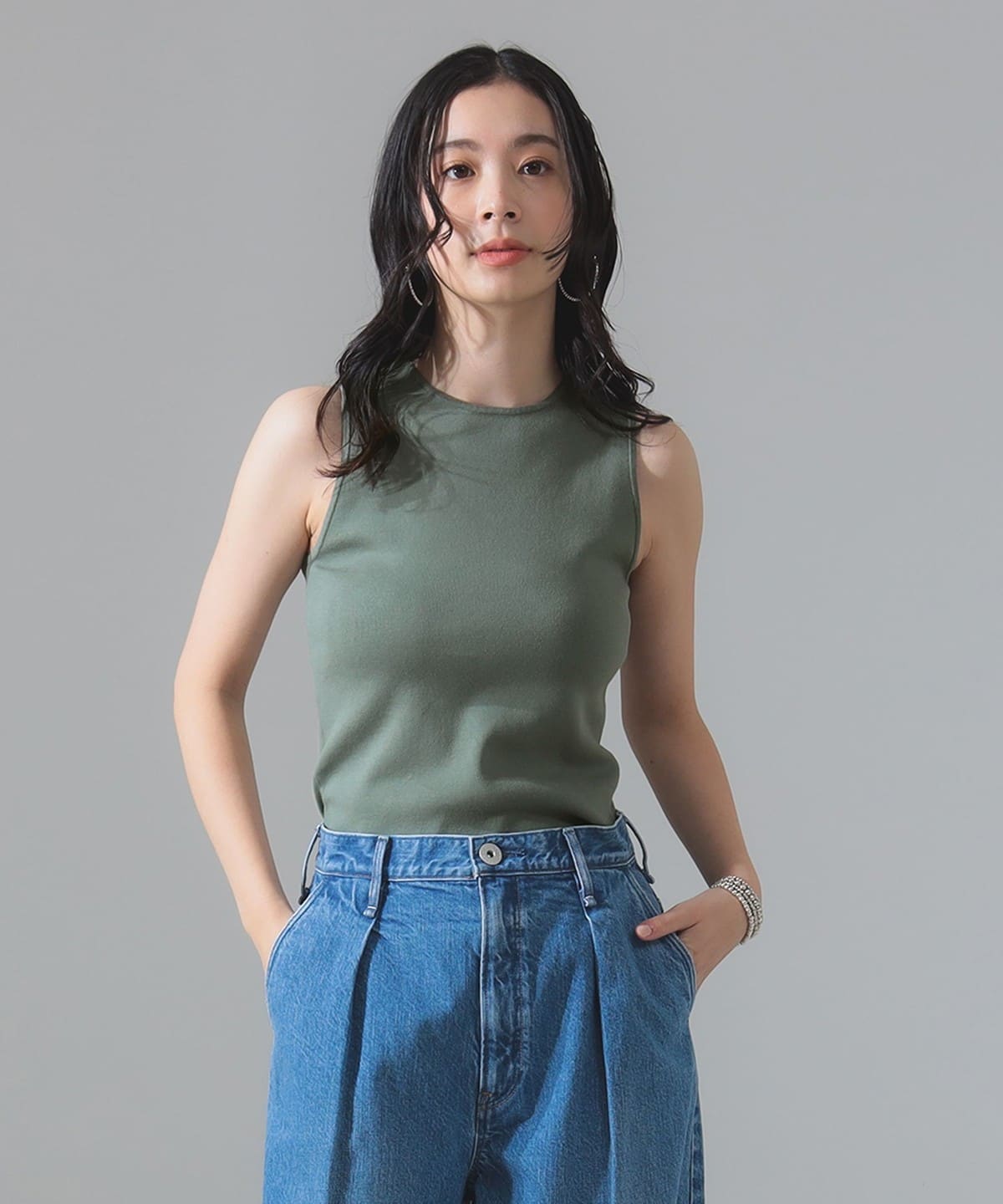 16ゲージ コットン ノースリーブ プルオーバー トップス WOMEN SAGE ONE SIZE 16ゲージ コットン ノースリーブ プルオーバー トップス WOMEN SAGE ONE SIZE