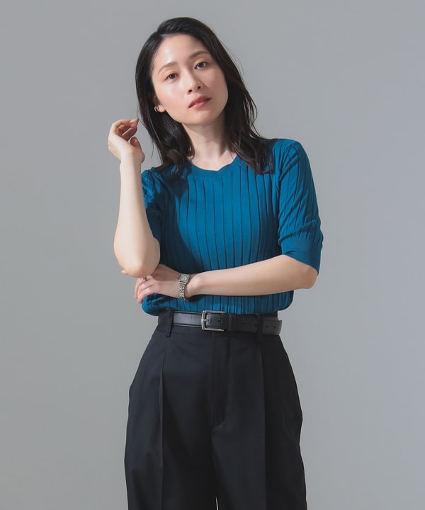 SLOANE for VERMEIL par iena18Gシルクリブ半袖ニット VERMEIL par iena ニット 「SLOANE/スローン」12Gワイドリブ