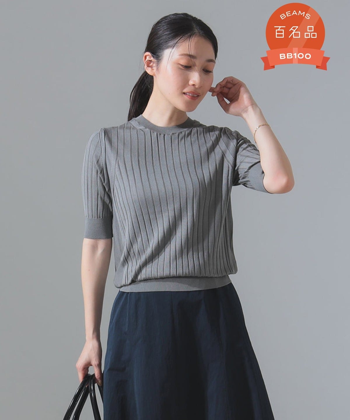 SLOANE スローン / 18ゲージ ワイドリブ ハーフスリーブ ニット トップス WOMEN GREY 2 SLOANE スローン / 18ゲージ ワイドリブ ハーフスリーブ ニット トップス WOMEN GREY 2