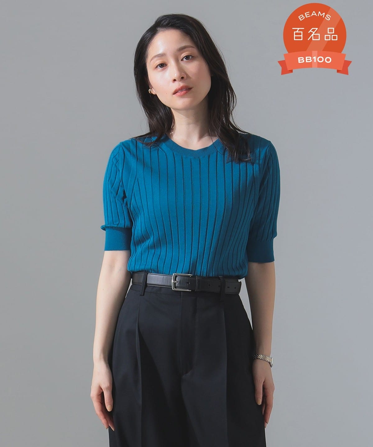 SLOANE スローン / 18ゲージ ワイドリブ ハーフスリーブ ニット トップス WOMEN 別注BLUE 1 SLOANE スローン / 18ゲージ ワイドリブ ハーフスリーブ ニット トップス WOMEN 別注BLUE 1