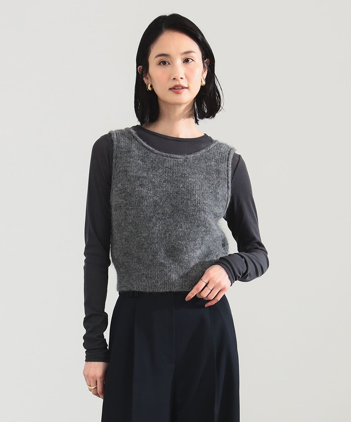 モヘヤ ニット ベスト トップス WOMEN GREY ONE SIZE モヘヤ ニット ベスト トップス WOMEN GREY ONE SIZE