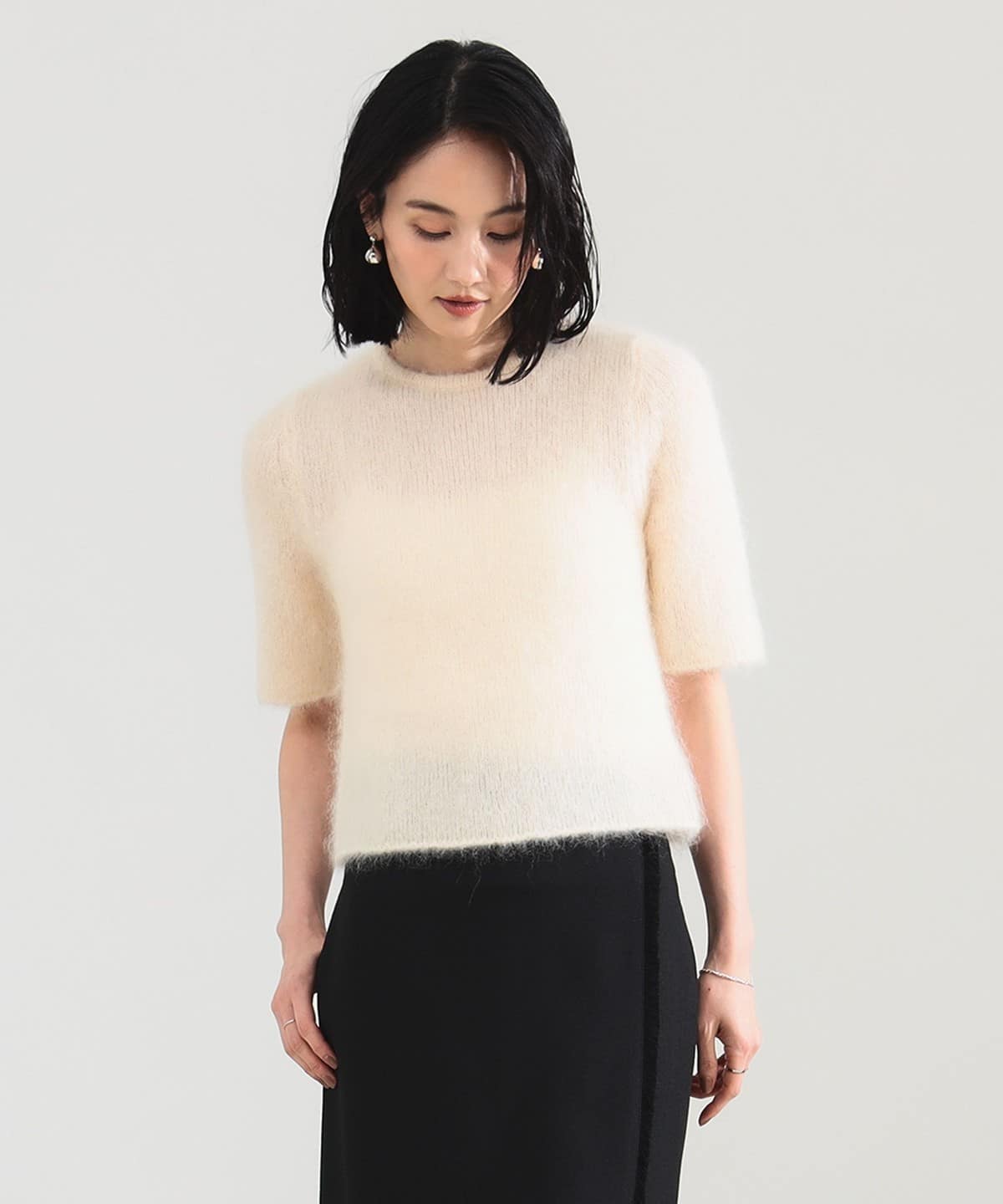 【+15%ポイントUP】モヘヤ ハーフスリーブ 2WAY プルオーバー トップス WOMEN OFF WHITE ONE SIZE 【+15%ポイントUP】モヘヤ ハーフスリーブ 2WAY プルオーバー トップス WOMEN OFF WHITE ONE SIZE