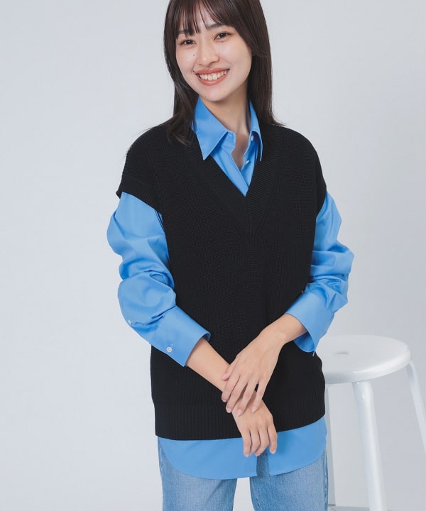 Demi-Luxe BEAMS ベスト ネイビー ビームス　春コットンニット 64050353905_C_2.jpg