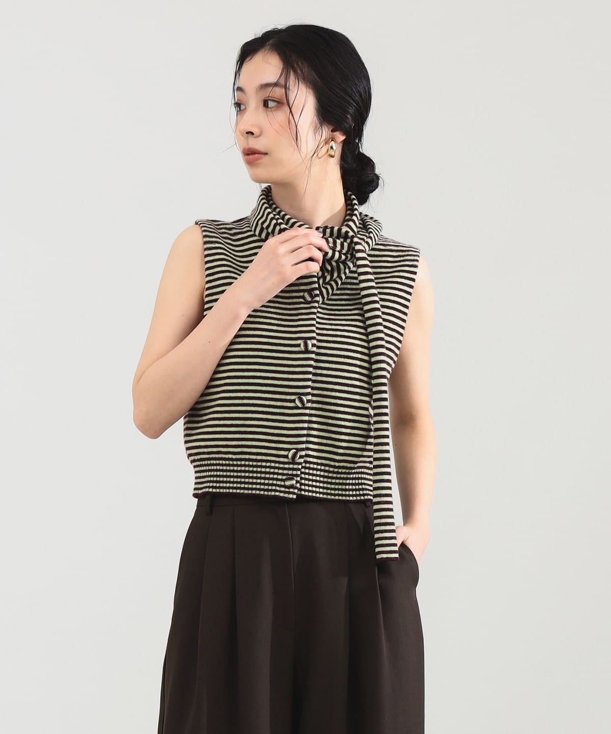 【モアバリエーション開催中】TAN / カシミヤ ストライプ スカーフベスト トップス WOMEN WINE×LIGHT. GREEN ONE SIZE 【モアバリエーション開催中】TAN / カシミヤ ストライプ スカーフベスト トップス WOMEN WINE×LIGHT. GREEN ONE SIZE