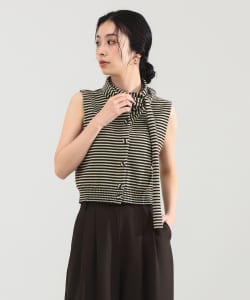 TAN / カシミヤ ストライプ スカーフベスト