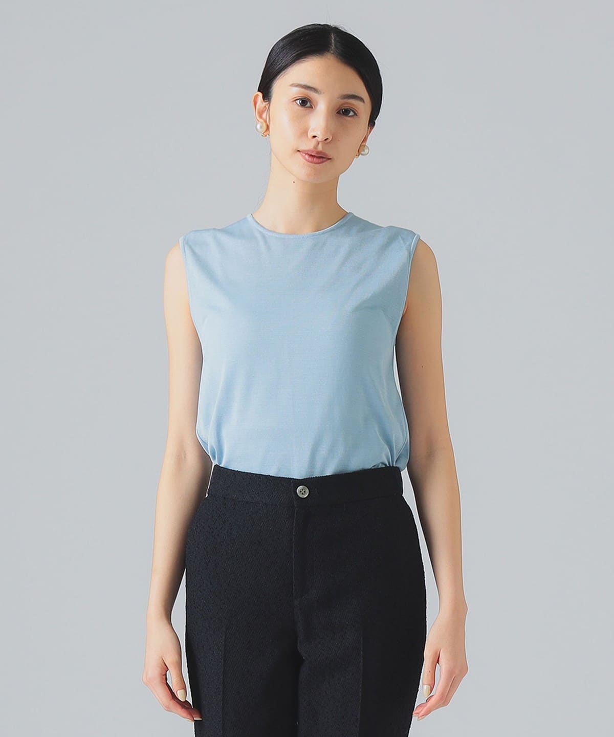 EFFE BEAMS EFFE BEAMS絲質無袖針織衫（上衣、針織衫、毛衣）可BEAMS