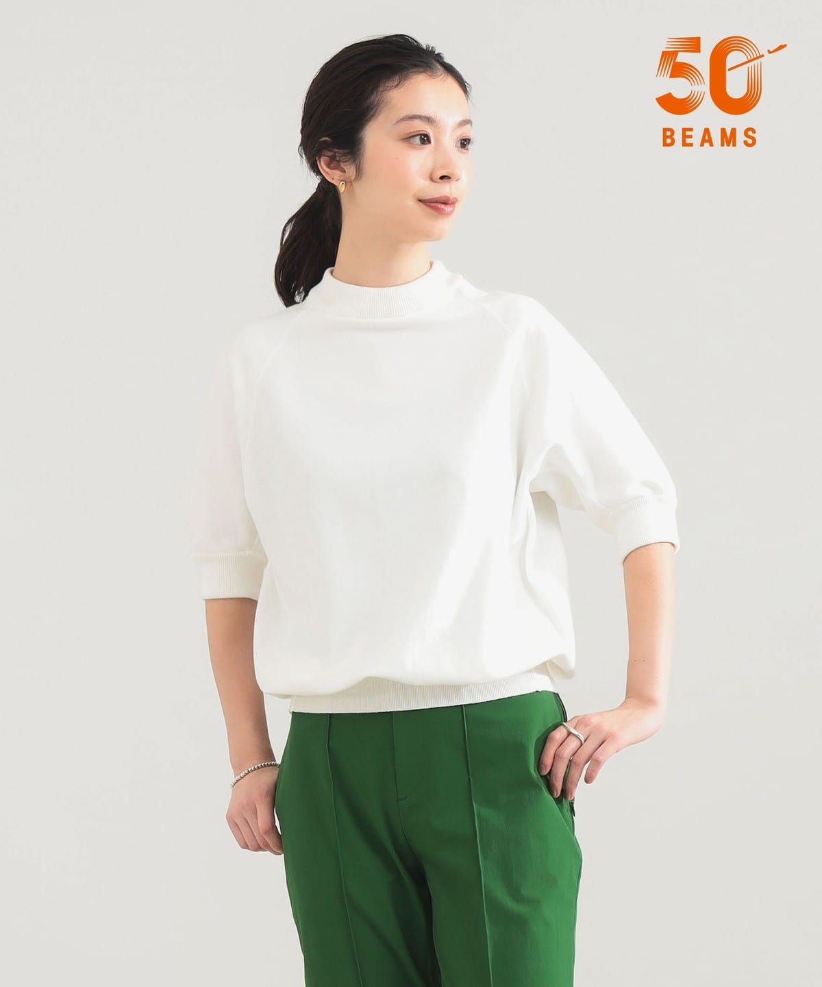 AK+1  ラグラン ハーフスリーブ スウェット Demi-Luxe BEAMS Demi-Luxe BEAMS（デミルクス ビームス）AK+1 / モックネック ハーフ
