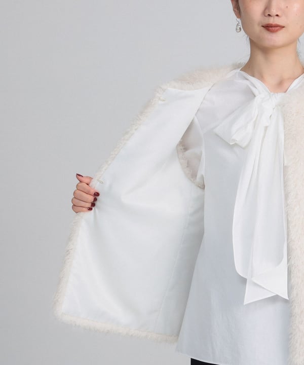 【NASOKASIR】Demi-Luxe BEAMS フェイクファー ジレ Demi-Luxe BEAMS ベスト ジレ ウェイビー フェイクファー