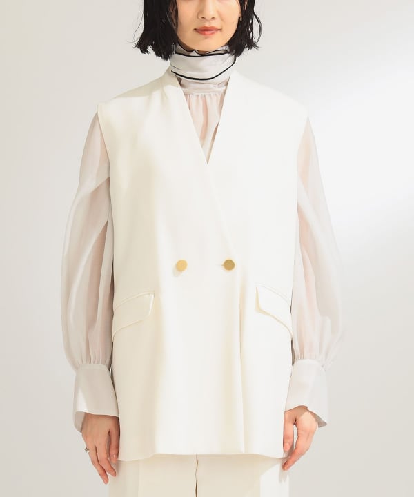 Demi-Luxe BEAMS（デミルクス ビームス）ノーカラー ダブルブレスト