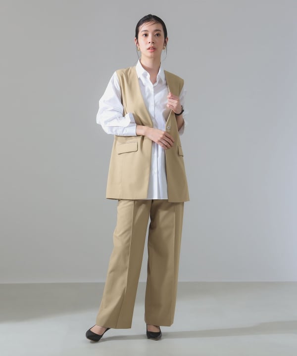 Demi-Luxe BEAMS（デミルクス ビームス）コットン ラペルレス ジレ