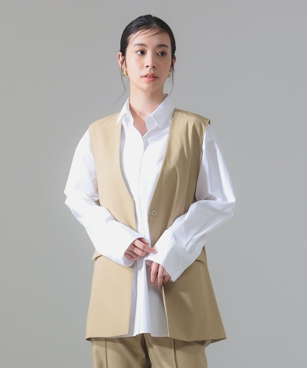 デルミクスビームス　ファージレ Demi-Luxe BEAMS（デミルクス ビームス）コットン ラペルレス ジレ