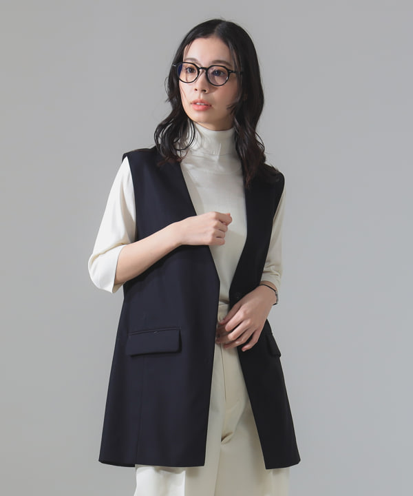 Demi-Luxe BEAMS（デミルクス ビームス）コットン ラペルレス ジレ