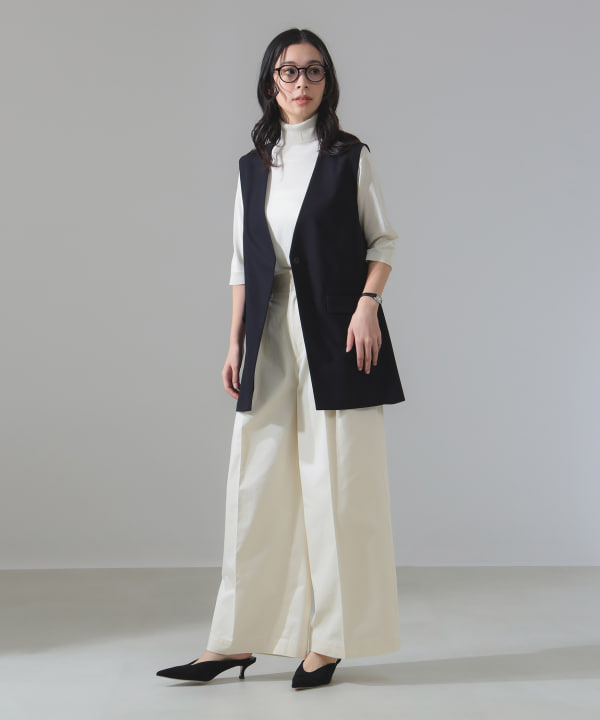 Demi-Luxe BEAMS（デミルクス ビームス）コットン ラペルレス ジレ