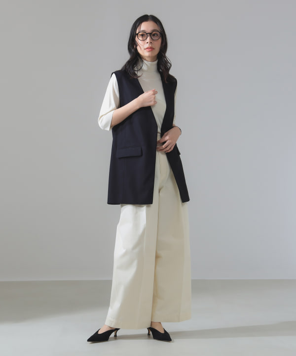 Demi-Luxe BEAMS（デミルクス ビームス）コットン ラペルレス ジレ