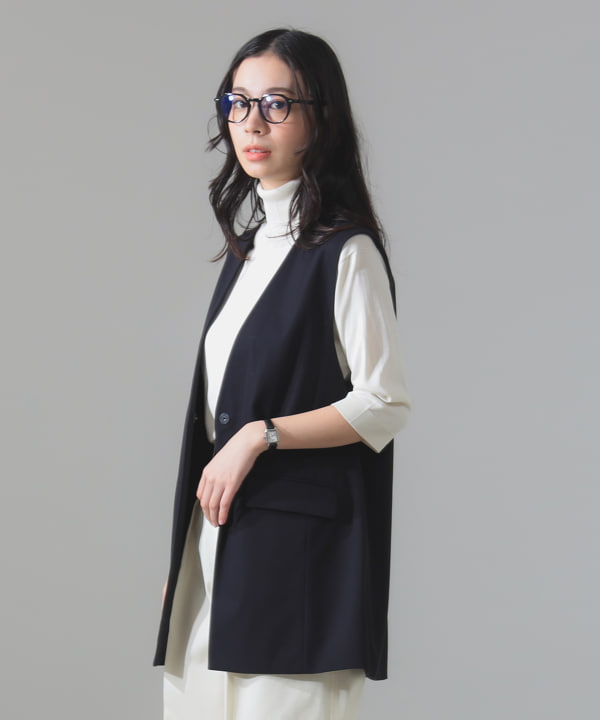 Demi-Luxe BEAMS（デミルクス ビームス）コットン ラペルレス ジレ