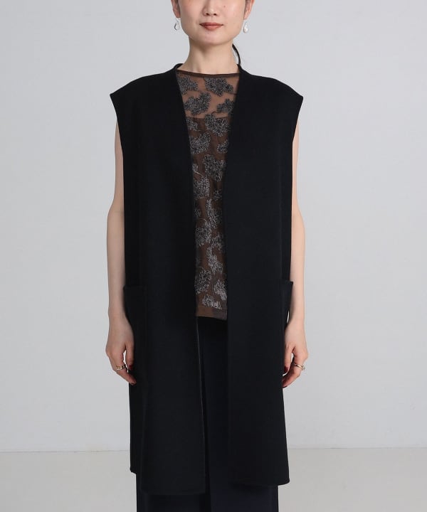 美品✨　デミルクスビームス　ロングジレ　ベスト　濃紺　日本製　サイズ36 Demi-Luxe BEAMS（デミルクス ビームス）【+15%ポイントUP