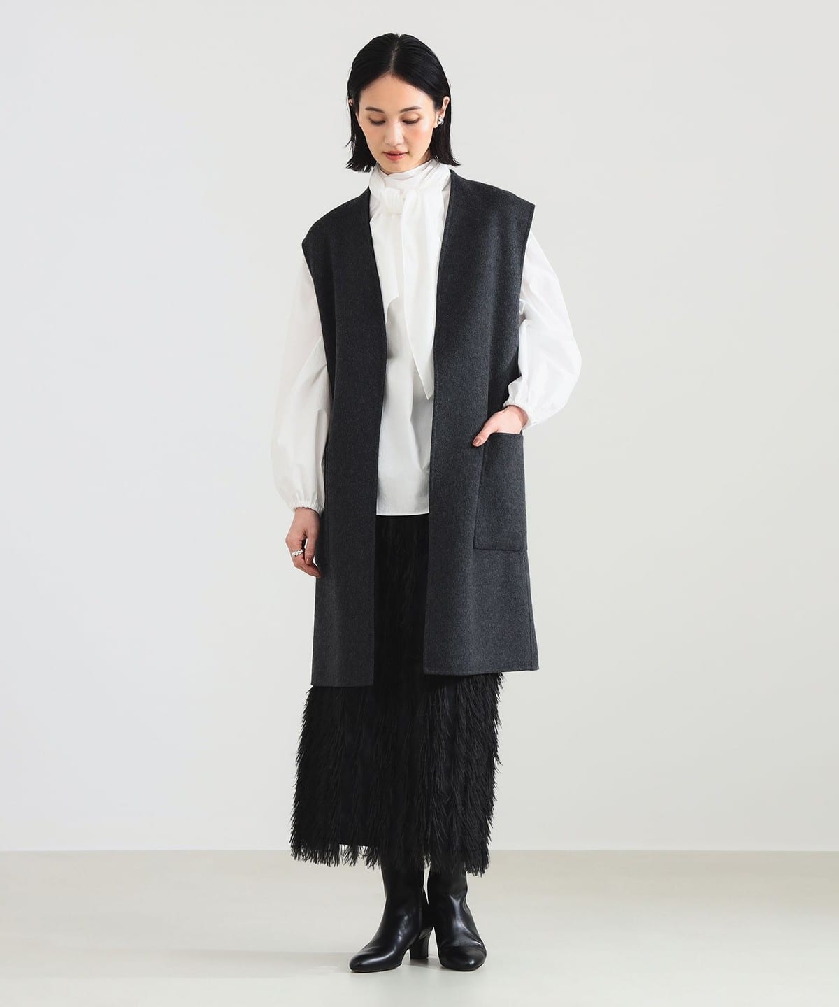 リバー ロングジレ トップス WOMEN CHARCOAL×BLACK ONE SIZE リバー ロングジレ トップス WOMEN CHARCOAL×BLACK ONE SIZE