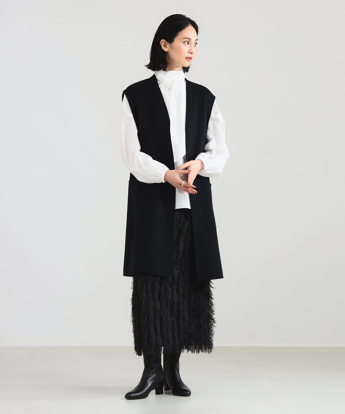 Demi-Luxe BEAMS ポリエステルウールロングジレ Demi-Luxe BEAMS（デミルクス ビームス）の「Demi-Luxe BEAMS