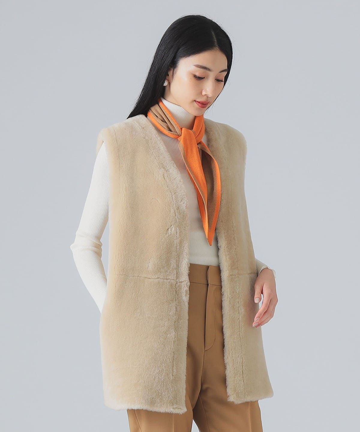 GELLI ジェッリ / ムートン Vネック ジレ トップス WOMEN BEIGE ONE SIZE GELLI ジェッリ / ムートン Vネック ジレ トップス WOMEN BEIGE ONE SIZE