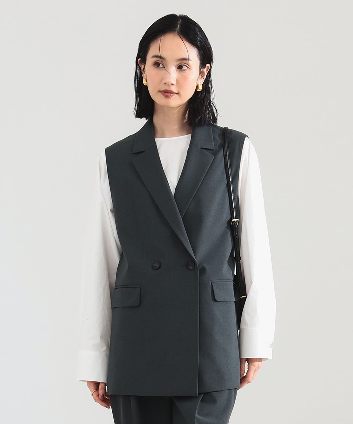 【専用】Demi-Luxe BEAMS ダブルクロス ベルテッドジレ　36 専用】Demi-Luxe BEAMS ダブルクロス ベルテッドジレ 36