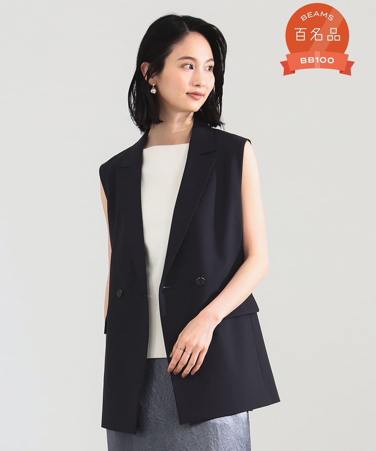 トロピカル 2ボタン ジレ トップス WOMEN NAVY 38 トロピカル 2ボタン ジレ トップス WOMEN NAVY 38