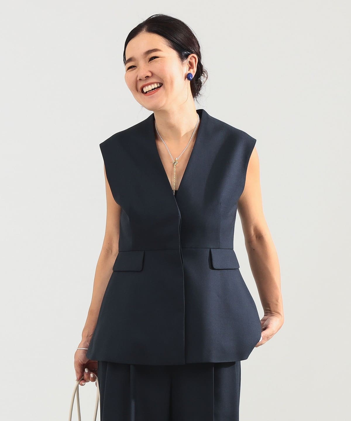 エディター東原妙子 × Demi-Luxe BEAMS デミルクス ビームス / ツイル ペプラム ジレ トップス WOMEN NAVY 38 エディター東原妙子 × Demi-Luxe BEAMS デミルクス ビームス / ツイル ペプラム ジレ トップス WOMEN NAVY 38