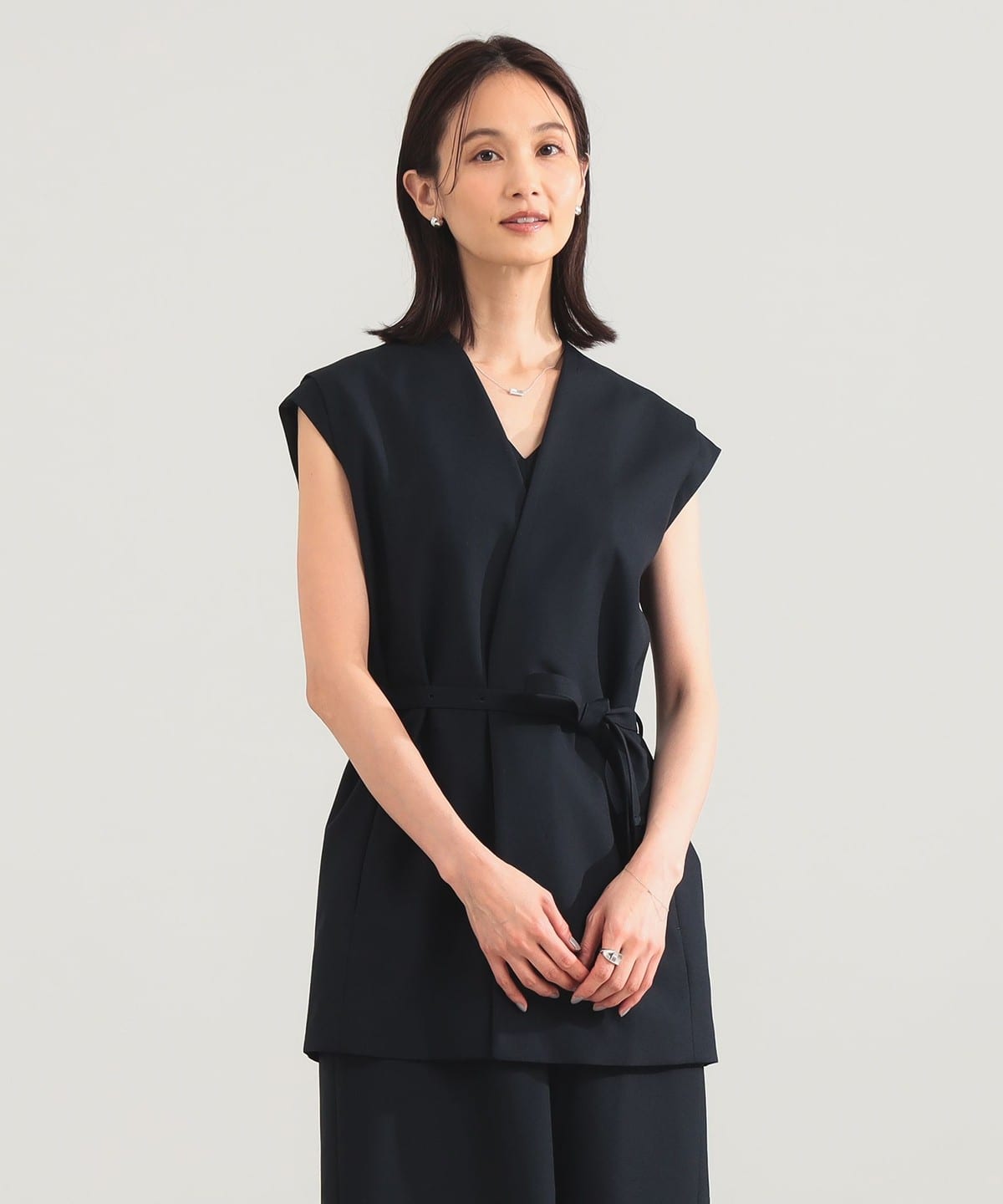 タグ付き✨デミルクスビームス　リネン100　ロングジレ　38　ベスト　黒　日本製 64060273967_C_1.jpg