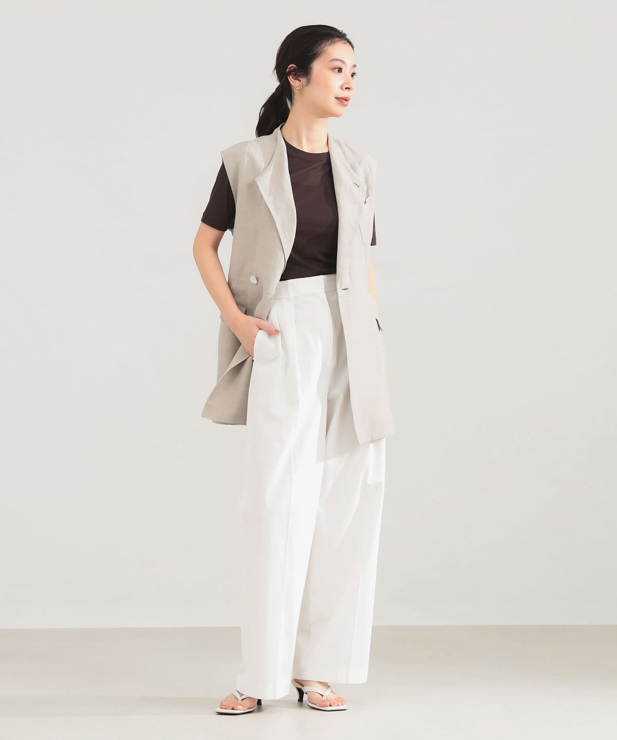 Milkさま専用　アルデックス　6Bダブルブレステッドスーツライトベージュグレー Demi-Luxe BEAMS（デミルクス ビームス）AK+1 / リネン ベルテッド
