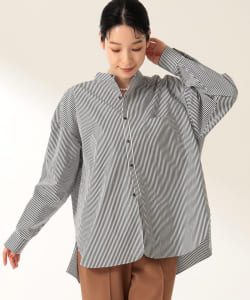 TICCA / ロンドンストライプ ノーカラーシャツ
