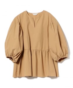Demi-Luxe BEAMS / スリットネック ペプラムブラウス