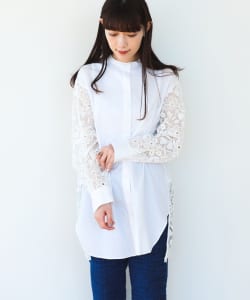 Demi-Luxe BEAMS / レース コンビ シャツ