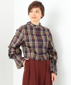 ELIN / チェック パフスリーブブラウス