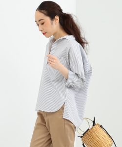 TICCA / グレーストライプ スキッパーシャツ