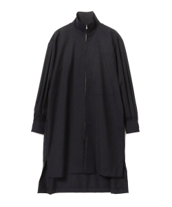 SEEALL / ウール ハイネック ジップロングシャツ