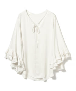 D/Nero / サテンフリル ロングスリーブ プルオーバー