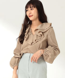 Demi-Luxe BEAMS / コットンナイロン ラッフルプルオーバー