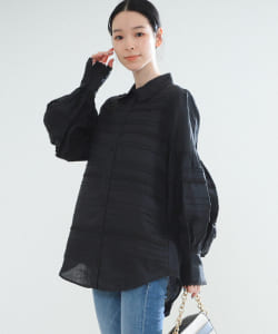 LEE MATHEWS / リネン ボーダー タック ブラウス