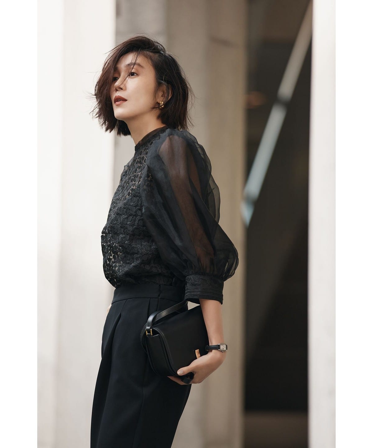 エンブロイダリー パフスリーブ ブラウス* シャツ・ブラウス WOMEN BLACK 38 エンブロイダリー パフスリーブ ブラウス* シャツ・ブラウス WOMEN BLACK 38