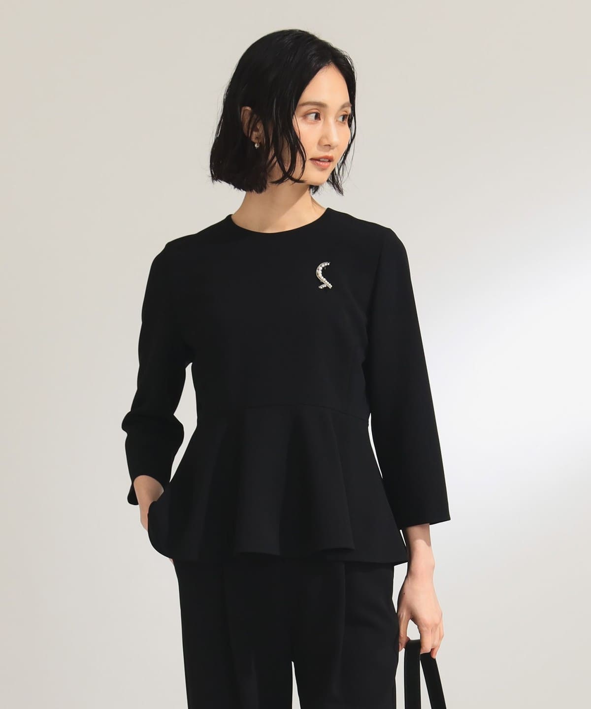 トリアセ ペプラム ブラウス* シャツ・ブラウス WOMEN BLACK 36 トリアセ ペプラム ブラウス* シャツ・ブラウス WOMEN BLACK 36