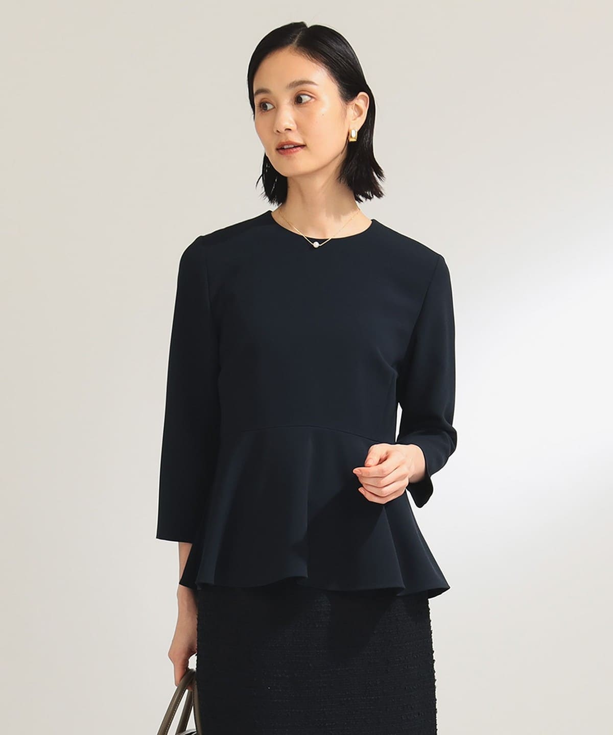 トリアセ ペプラム ブラウス* シャツ・ブラウス WOMEN NAVY 36 トリアセ ペプラム ブラウス* シャツ・ブラウス WOMEN NAVY 36