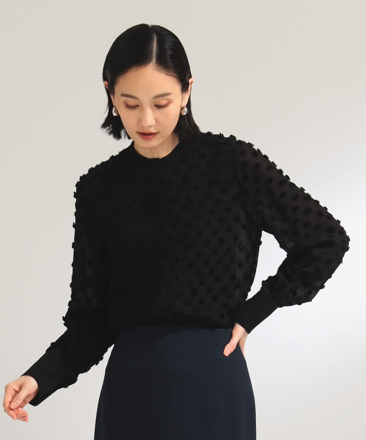 【5/15新規値下げ】ドット ジャカード ブラウス* シャツ・ブラウス WOMEN BLACK 36 【5/15新規値下げ】ドット ジャカード ブラウス* シャツ・ブラウス WOMEN BLACK 36