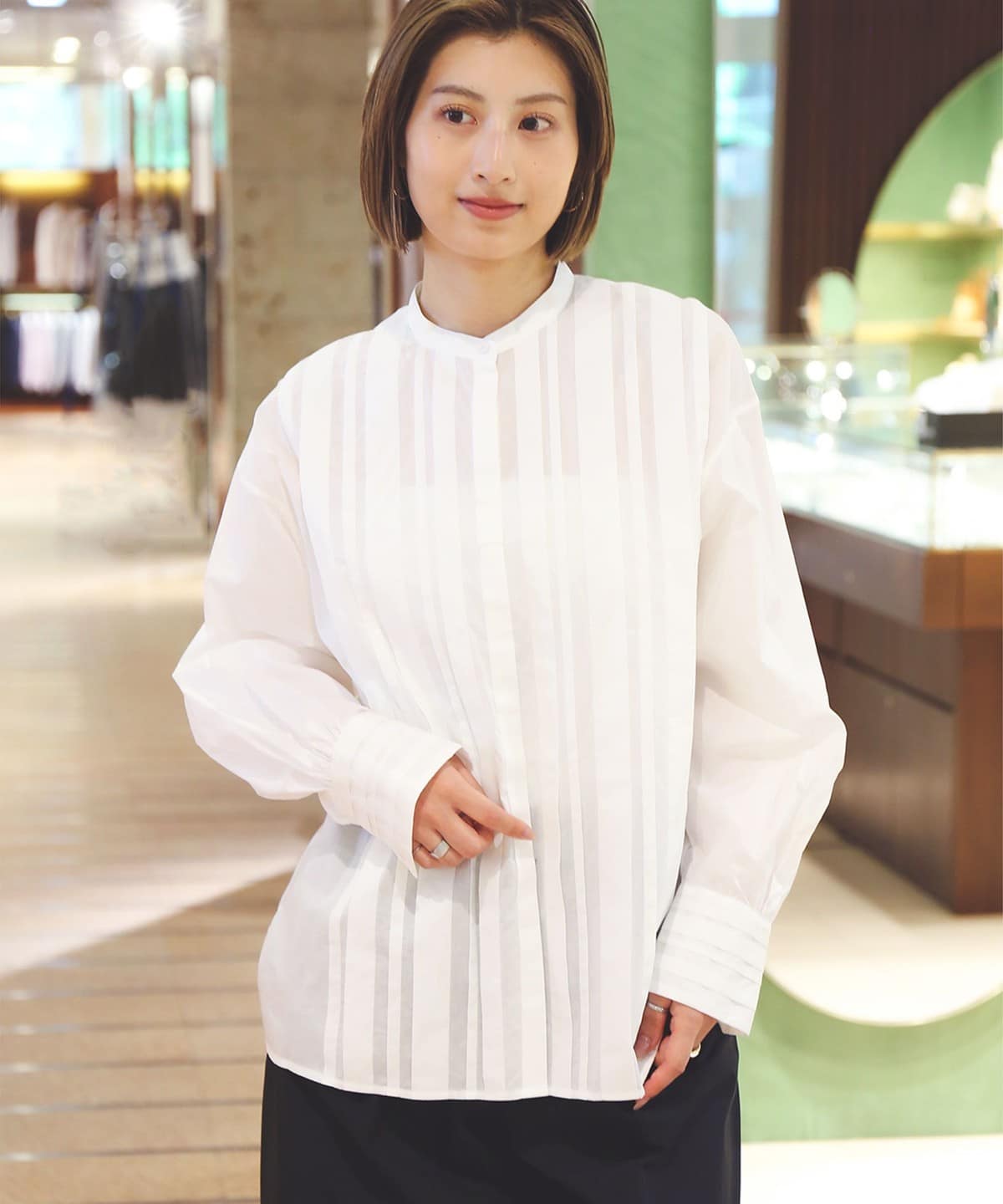 【6/5再値下げ】コットン ランダムタック シャツ シャツ・ブラウス WOMEN WHITE 38 【6/5再値下げ】コットン ランダムタック シャツ シャツ・ブラウス WOMEN WHITE 38