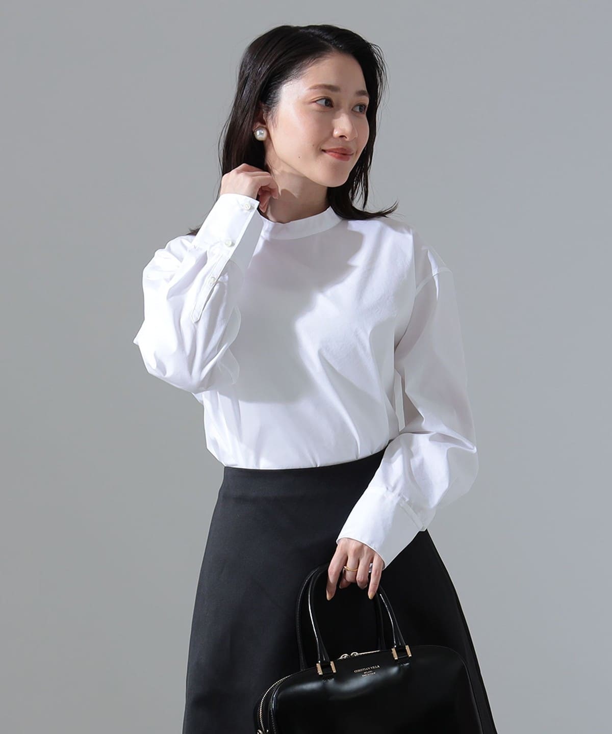 テトロンコットン スタンドカラー シャツ シャツ・ブラウス WOMEN WHITE 36 テトロンコットン スタンドカラー シャツ シャツ・ブラウス WOMEN WHITE 36