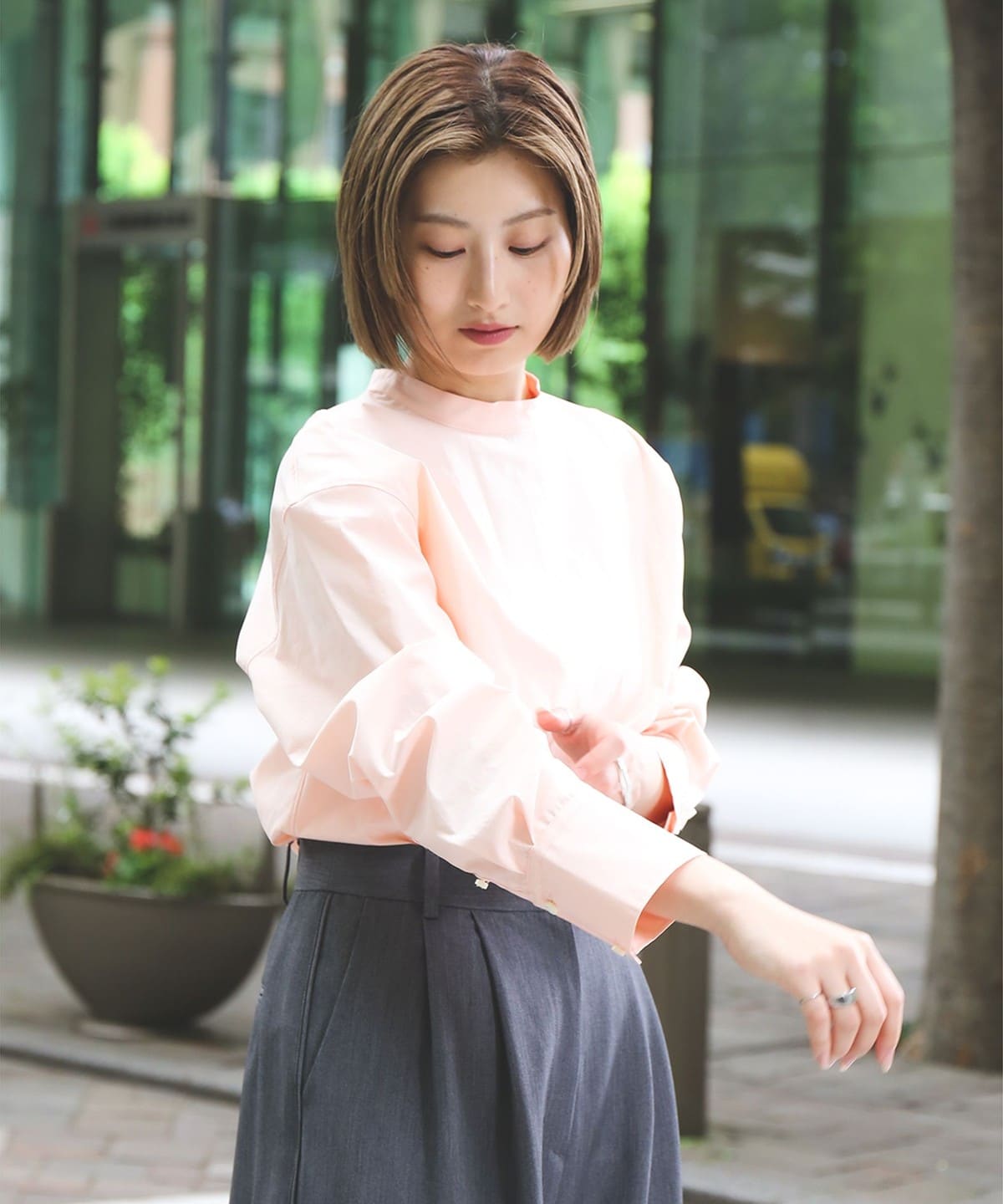 【6/5再値下げ】テトロンコットン スタンドカラー シャツ シャツ・ブラウス WOMEN PINK 38 【6/5再値下げ】テトロンコットン スタンドカラー シャツ シャツ・ブラウス WOMEN PINK 38