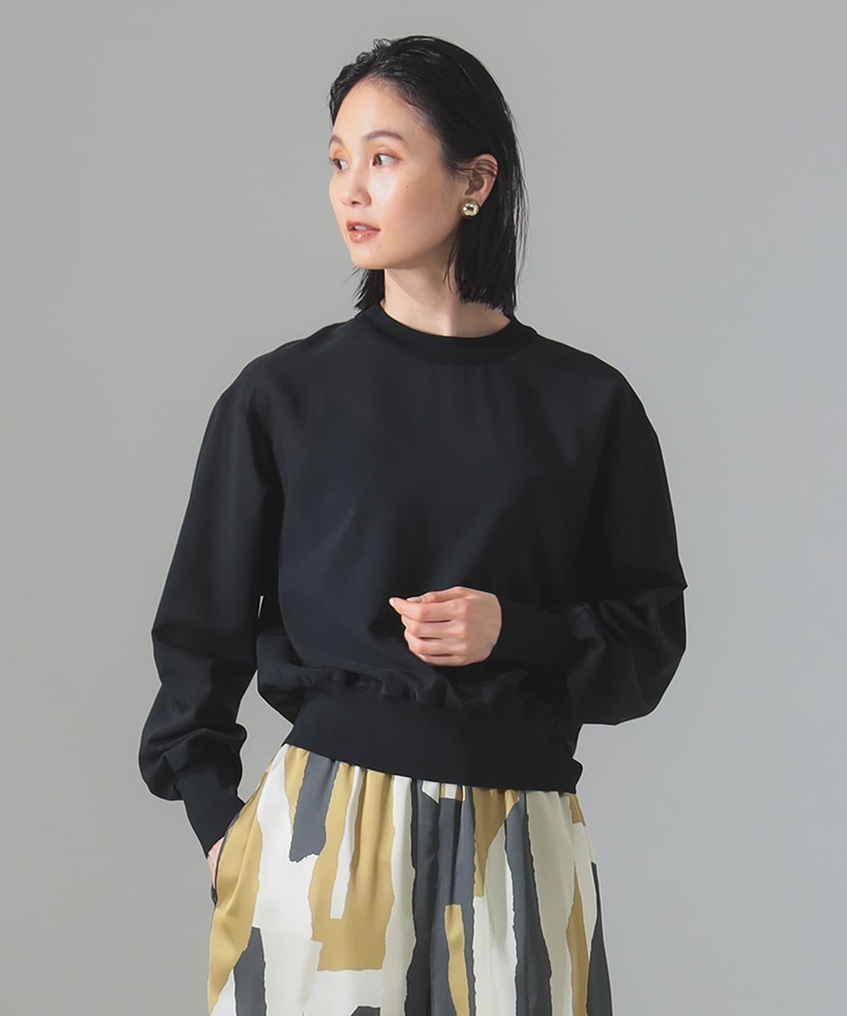 ニット コンビ シアーブラウス シャツ・ブラウス WOMEN BLACK ONE SIZE ニット コンビ シアーブラウス シャツ・ブラウス WOMEN BLACK ONE SIZE