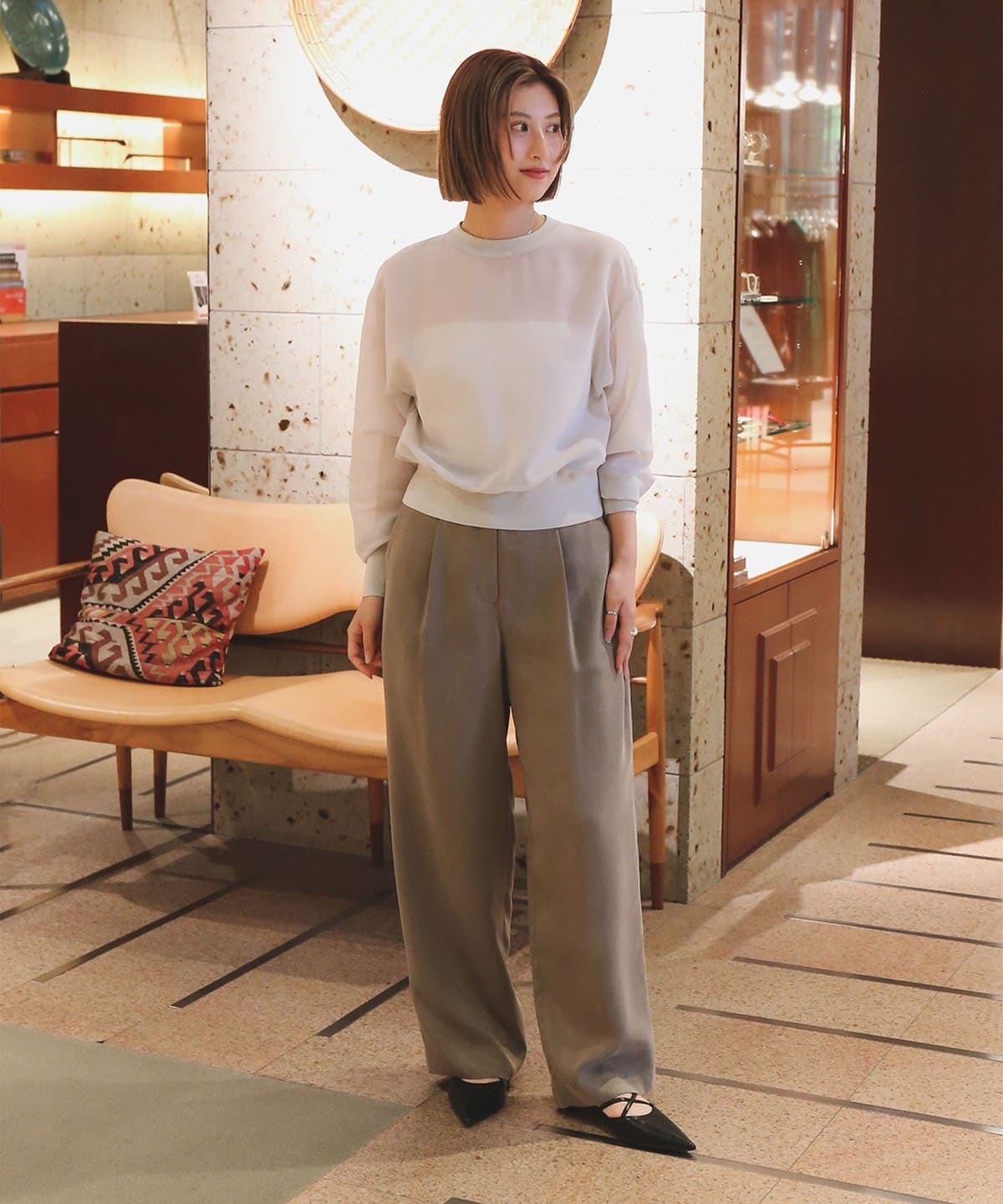 Demi-Luxe BEAMS（デミルクス ビームス）ニット コンビ シアーブラウス