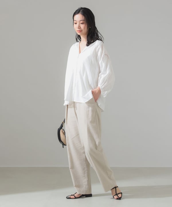 美品 デミルクス ビームス 2,3万 たっぷりレースのブラウス